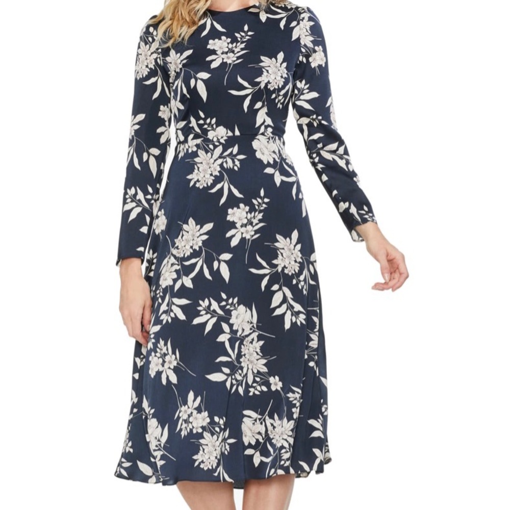 VINCE CAMUTO BOUQUET-PRINT MIDI DRESS